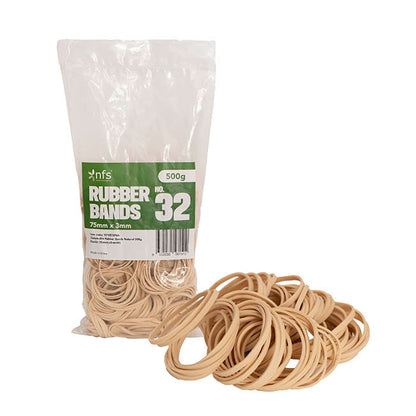 Rubber Bands Natural 500g Size 32 (75mmLx3mmW)