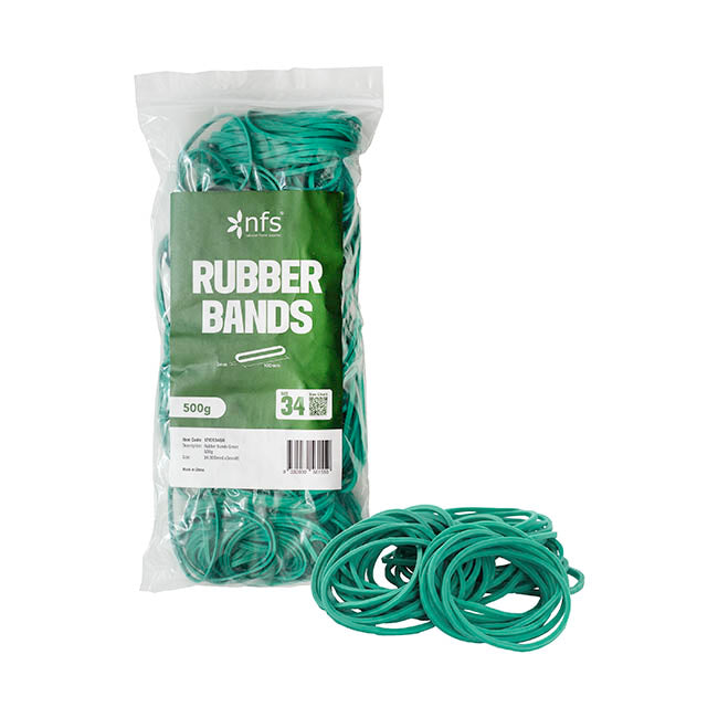 Rubber Bands Green 500g Size 34 (100mmLx3mmW)