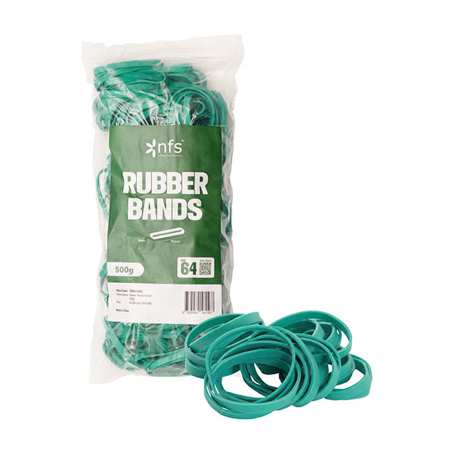 Rubber Bands Green 500g Size 64 (90mmLx6mmW)