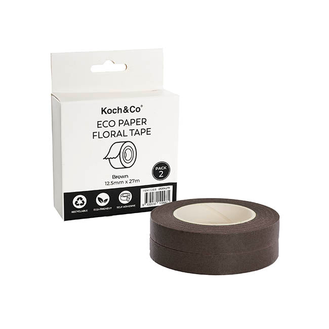 ECO Paper Parafilm Floral Tape Pack 2 Brown (12.5mm x 27m)