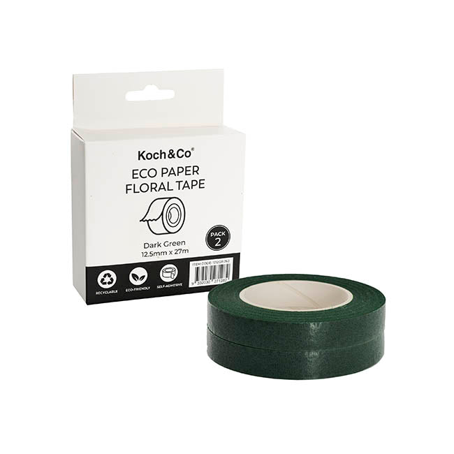 ECO Paper Parafilm Floral Tape Pack 2 D Green (12.5mm x 27m)