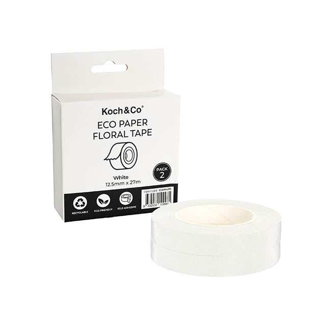 ECO Paper Parafilm Floral Tape Pack 2 White (12.5mm x 27m)