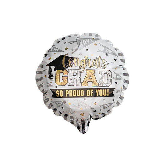 Foil Balloon 9" (22.5cmD) Air Filled Congrats Grad So Proud