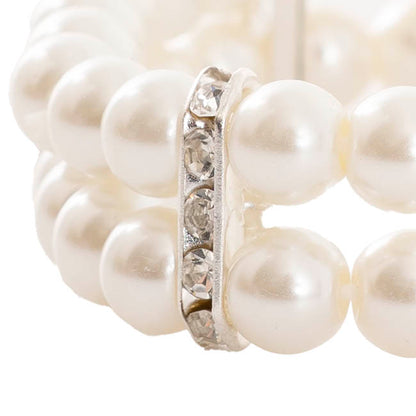 Corsage Wrist Pearl Bracelet w Diamante Pack 2 Ivory