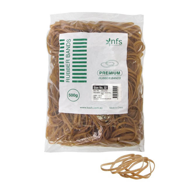 Rubber Bands Natural Bag 500g Size 33 (90mmLx4mmW)