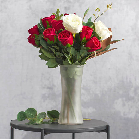 Glass Country Vase Concaved Sided Frost Clear (12.5Dx20cmH)