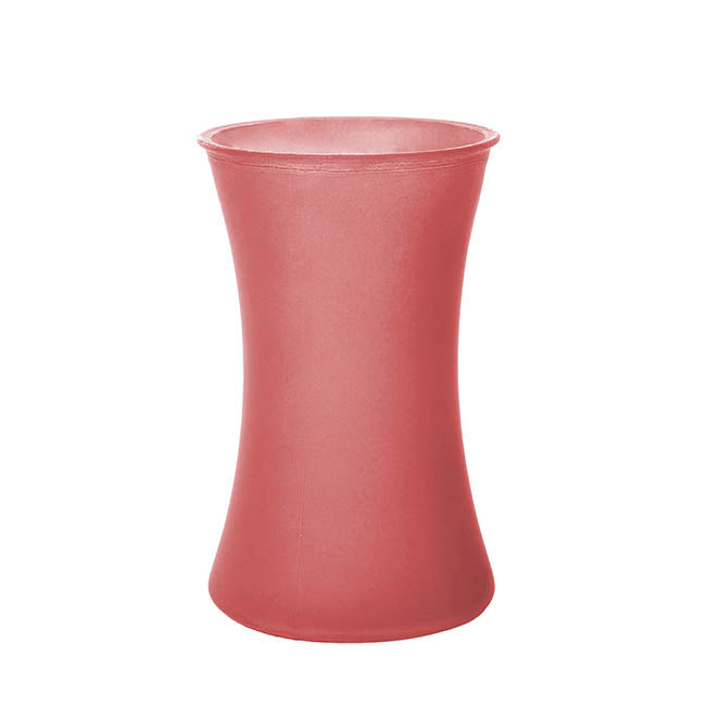 Glass Country Vase Concaved Sided Frost Pink (12.5Dx20cmH)