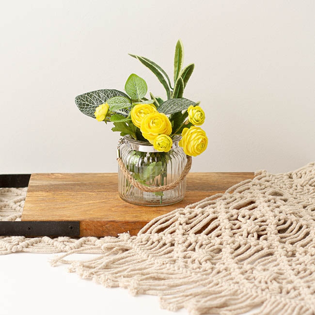 Hurricane Glass Jar with Jute Rope Clear Small (11Dx10.5cmH)