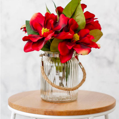 Hurricane Glass Jar with Jute Rope Clear (11Dx15cmH)