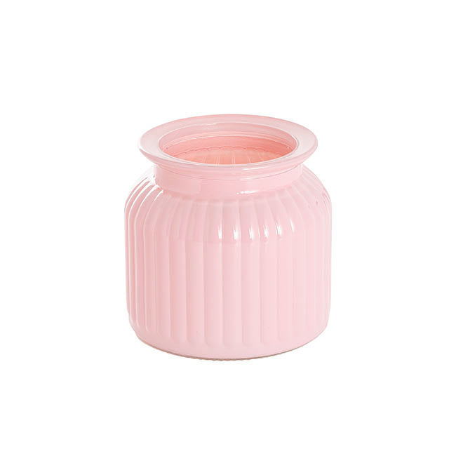 Hurricane Glass Jar Pink Small (11Dx10.5cmH)