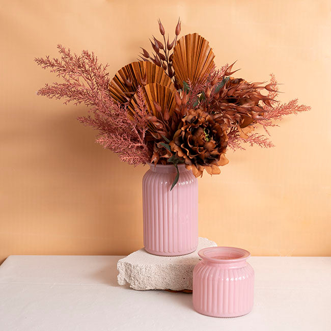 Hurricane Glass Jar Pink Small (11Dx10.5cmH)