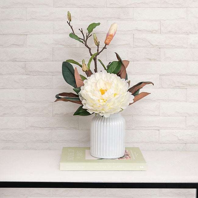 Hurricane Glass Jar White Medium (11Dx15cmH)