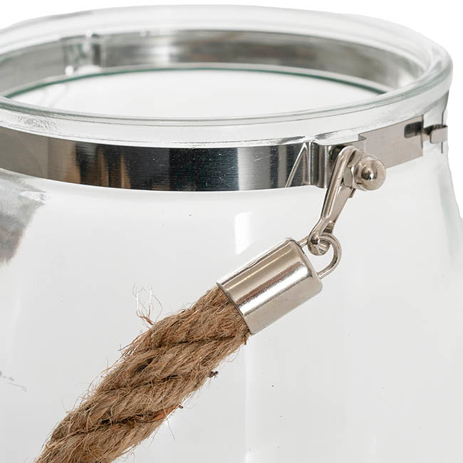 Hurricane Glass Jar with Jute Rope Clear (14Dx14.5cmH)