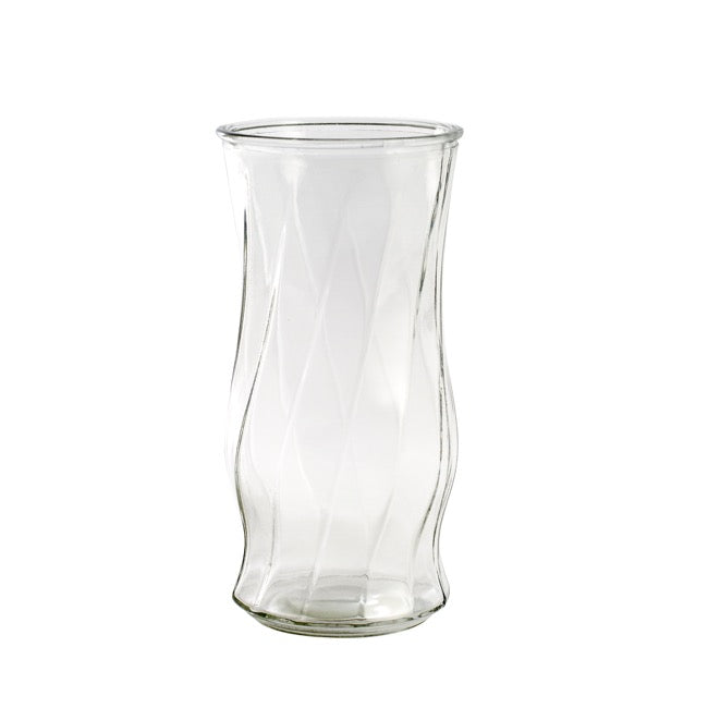 Glass Twist Cylinder Vase Clear (12x24cmH)