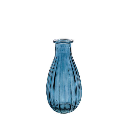 Glass Vintage Bottle Cafe Bud Vase French Blue (7x14.5cmH)