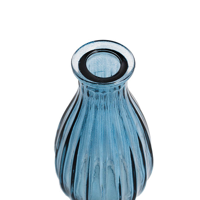 Glass Vintage Bottle Cafe Bud Vase French Blue (7x14.5cmH)