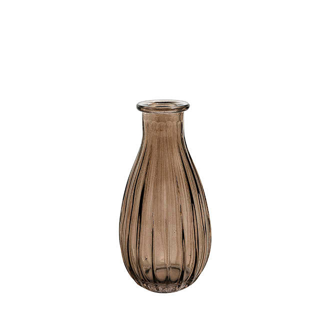 Glass Vintage Bottle Cafe Bud Vase Dk Brown (7x14.5cmH)