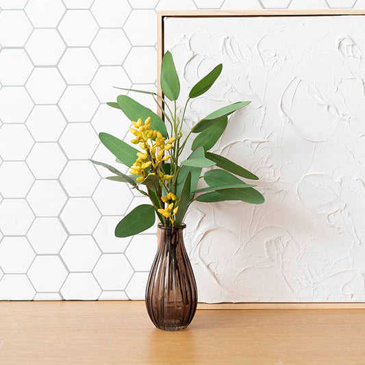 Glass Vintage Bottle Cafe Bud Vase Dk Brown (7x14.5cmH)