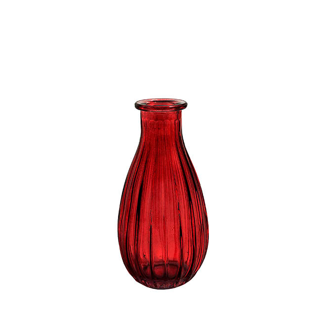 Glass Vintage Bottle Cafe Bud Vase Red (7x14.5cmH) 220ml