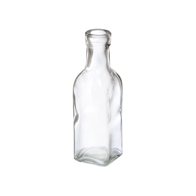 Glass Vintage Bottle Square Bud Vase Clear (4.7x16cmH)