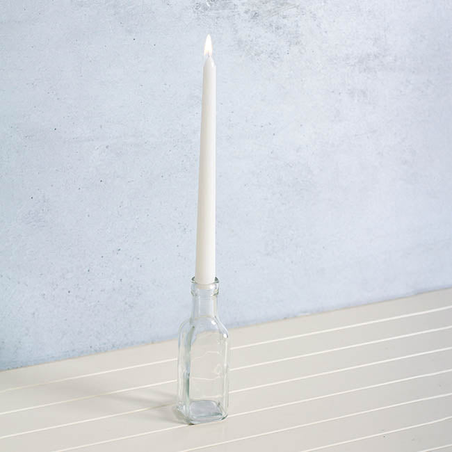 Glass Vintage Bottle Square Bud Vase Clear (4.7x16cmH)