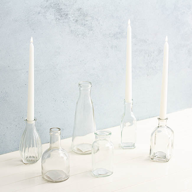 Glass Vintage Bottle Square Bud Vase Clear (4.7x16cmH)