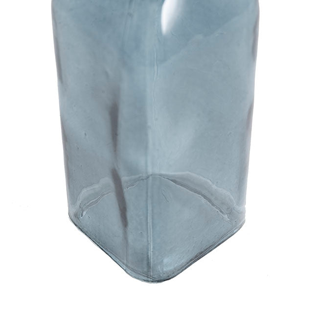 Glass Vintage Bottle Square Bud Vase French Blue (4.7x16cmH)