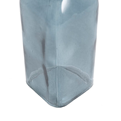 Glass Vintage Bottle Square Bud Vase French Blue (4.7x16cmH)