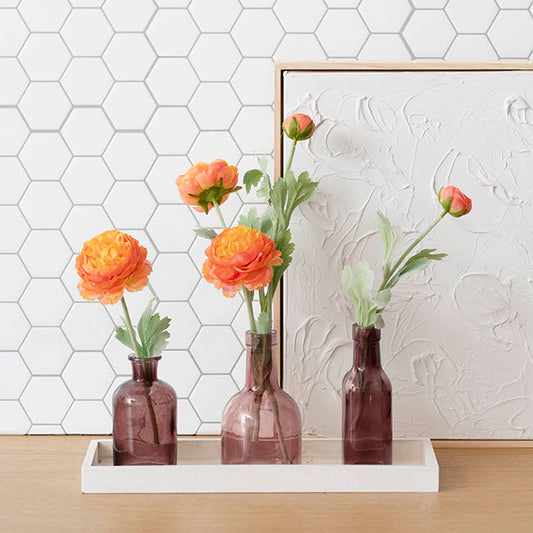 Glass Vintage Bottle Square Bud Vase Dark Brown (4.7x16cmH)