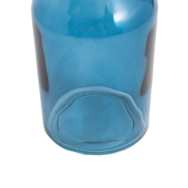Glass Vintage Bottle Cylinder Bud Vase French Blue 7x13.5cmH