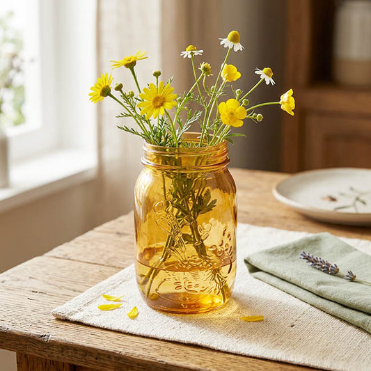 Glass Mason Jar Medium Amber (8.5x13.5cmH)