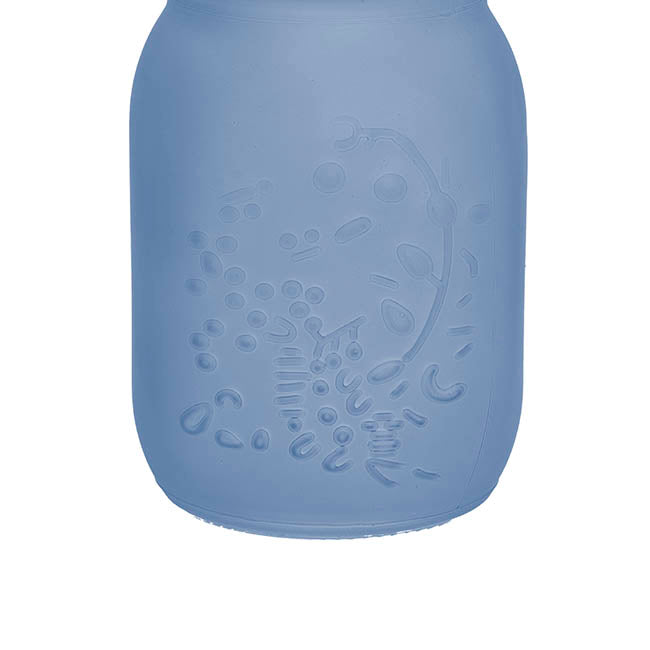 Glass Mason Jar Medium Frosted Baby Blue (8.5x13.5cmH)