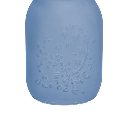 Glass Mason Jar Medium Frosted Baby Blue (8.5x13.5cmH)