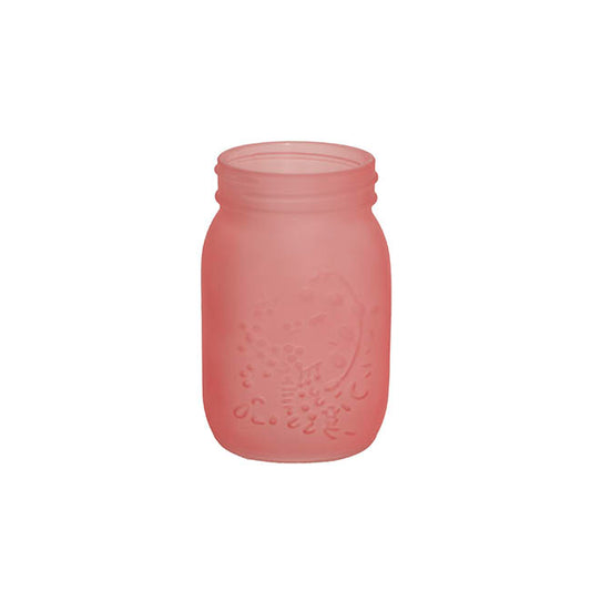 Glass Mason Jar Medium Frosted Pink (8.5x13.5cmH)