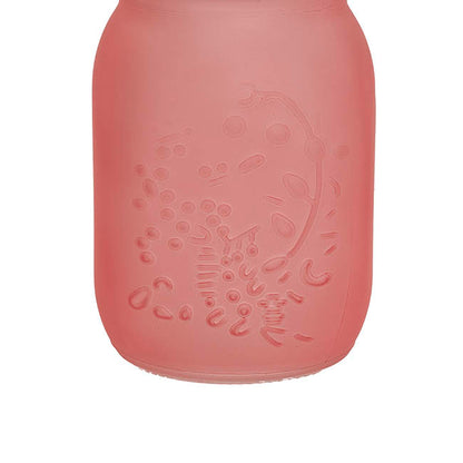 Glass Mason Jar Medium Frosted Pink (8.5x13.5cmH)
