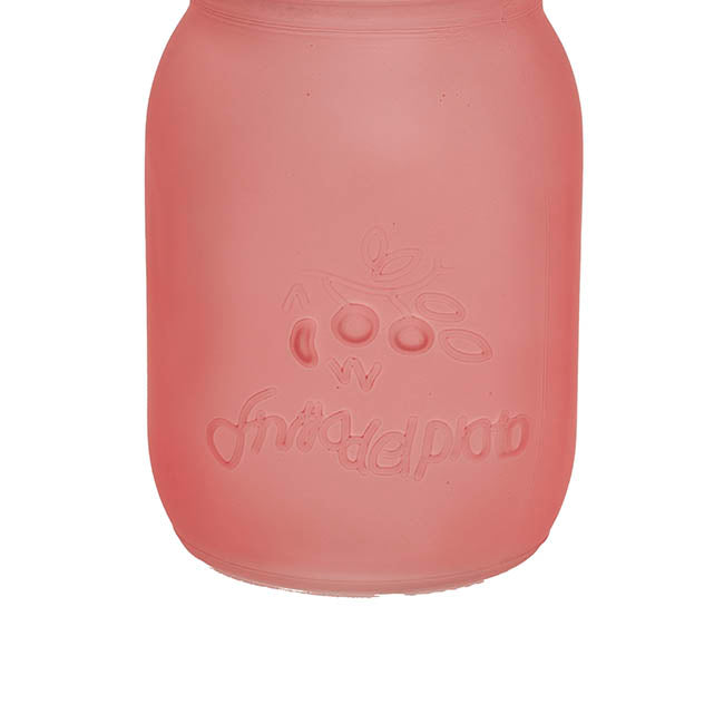 Glass Mason Jar Medium Frosted Pink (8.5x13.5cmH)