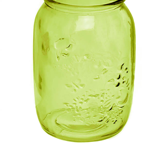 Glass Mason Jar Medium Olive (8.5x13.5cmH)