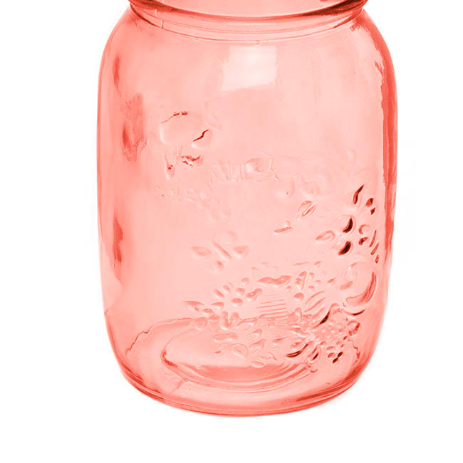 Glass Mason Jar Medium Peach (8.5x13.5cmH)