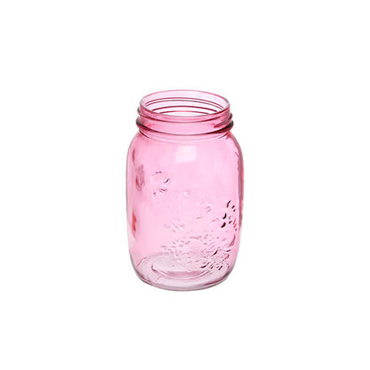 Glass Mason Jar Medium Tint Pink (8.5x13.5cmH)