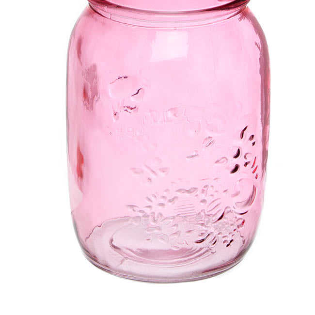 Glass Mason Jar Medium Tint Pink (8.5x13.5cmH)