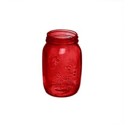 Glass Mason Jar Medium Red (8.5x13.5cmH)