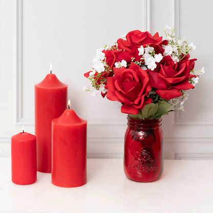 Glass Mason Jar Medium Red (8.5x13.5cmH)