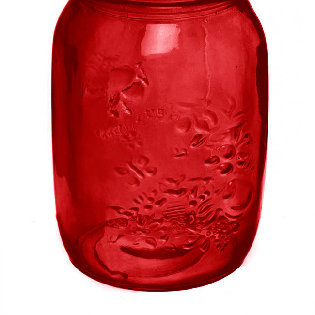 Glass Mason Jar Medium Red (8.5x13.5cmH)