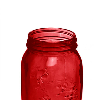 Glass Mason Jar Medium Red (8.5x13.5cmH)