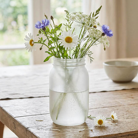 Glass Mason Jar Large Frosted Clear (10x17cmH)