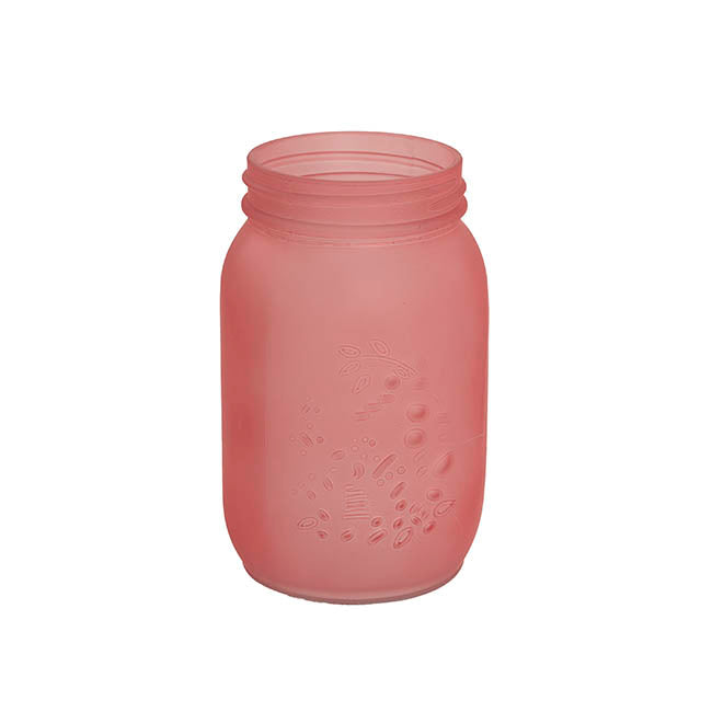 Glass Mason Jar Large Frosted Light Pink (10x17cmH)