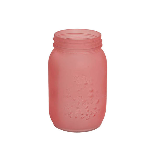 Glass Mason Jar Large Frosted Light Pink (10x17cmH)