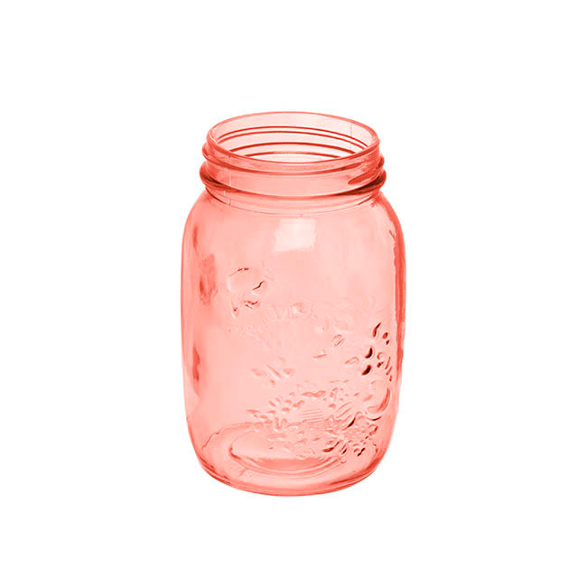 Glass Mason Jar Large Peach (10x17cmH)
