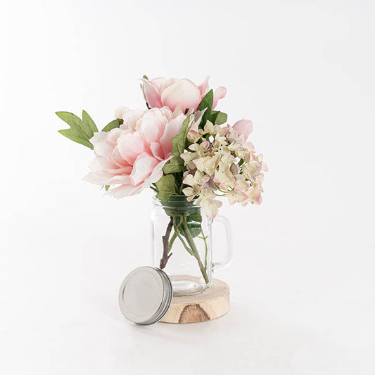 Glass Mason Jar Med with Handle and Lid Clear (8.5x13.5cmH)