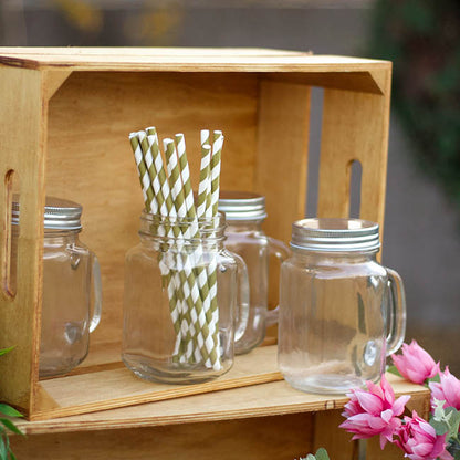 Glass Mason Jar Med with Handle and Lid Clear (8.5x13.5cmH)